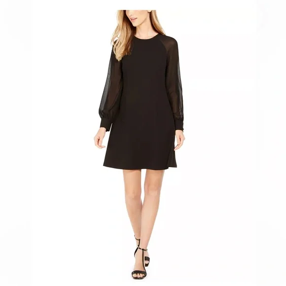 Calvin Klein | Dresses | Calvin Klein Illusion Long Sleeve Scuba Crepe  Aline Dress | Poshmark